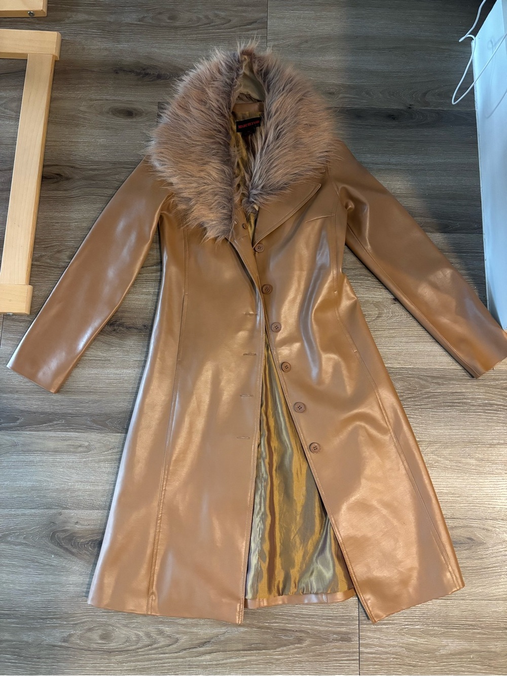Misdemeanor Jacket Womens Medium Faux Leather Y2K 90s Fur Trench